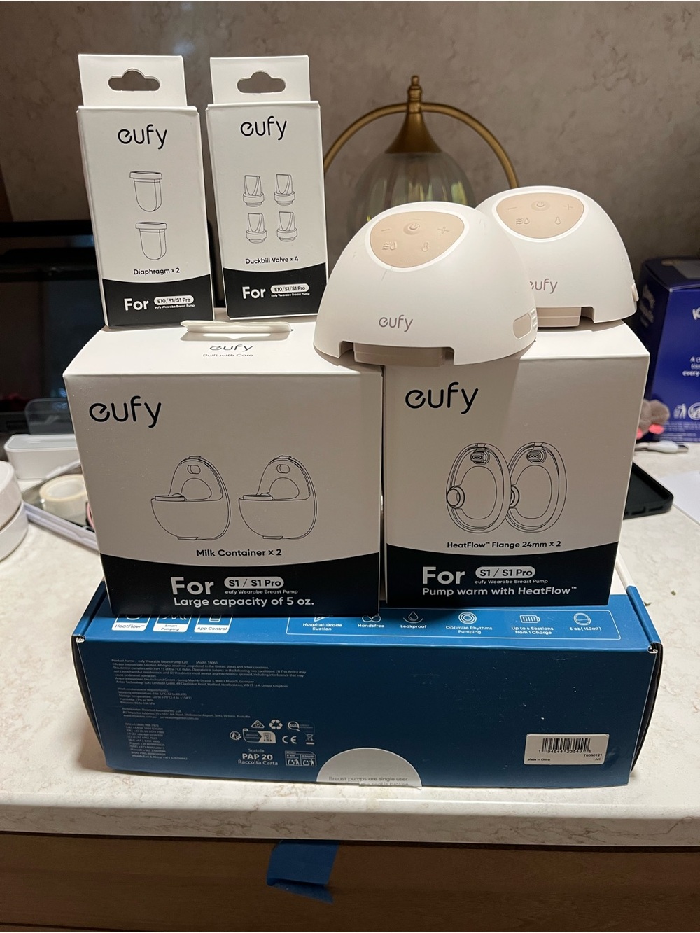 Eufy Baby Breast Pump with new parts- White/Beige